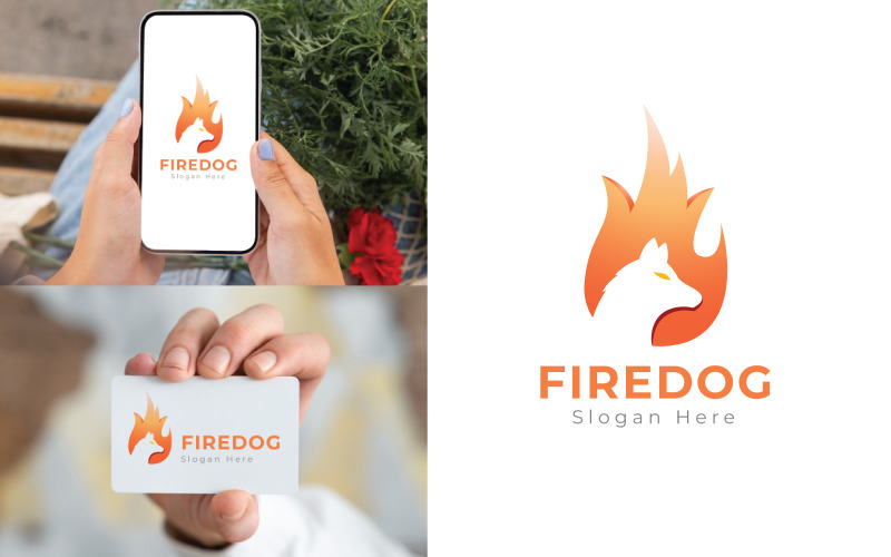 Creative Fire Dog Logo Design Logo Template