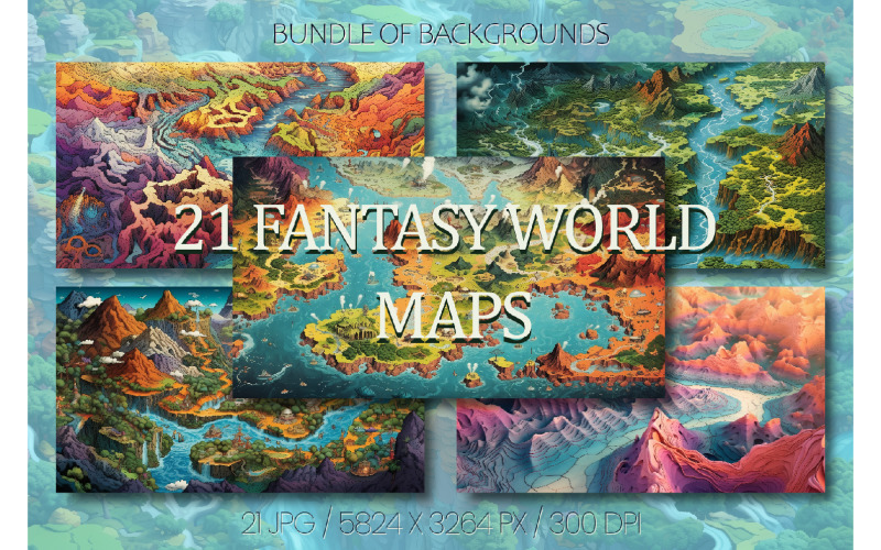 Fantasy world maps, landscape. Illustration