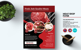 Meat Shop Flyer Template. Ms Word, Photoshop and Canva