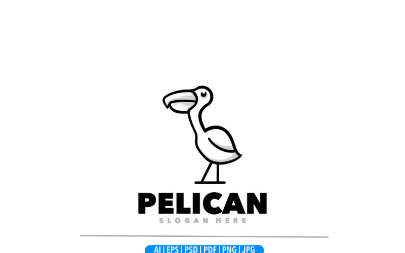 Pelican symbol line art logo Logo Template