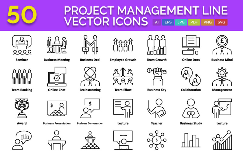 Project Management Vector Icon | AI | SVG files Icon Set