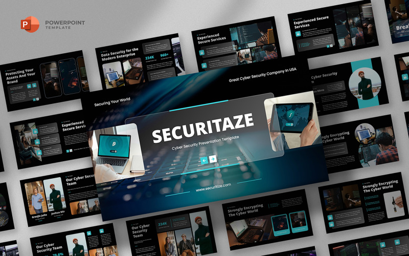 Securitaze - Cyber Security Powerpoint Template PowerPoint Template