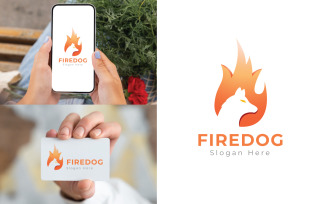 Unique Fire Dog Logo Template