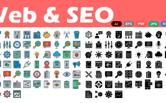 150+ Web and SEO Vector Icons pack