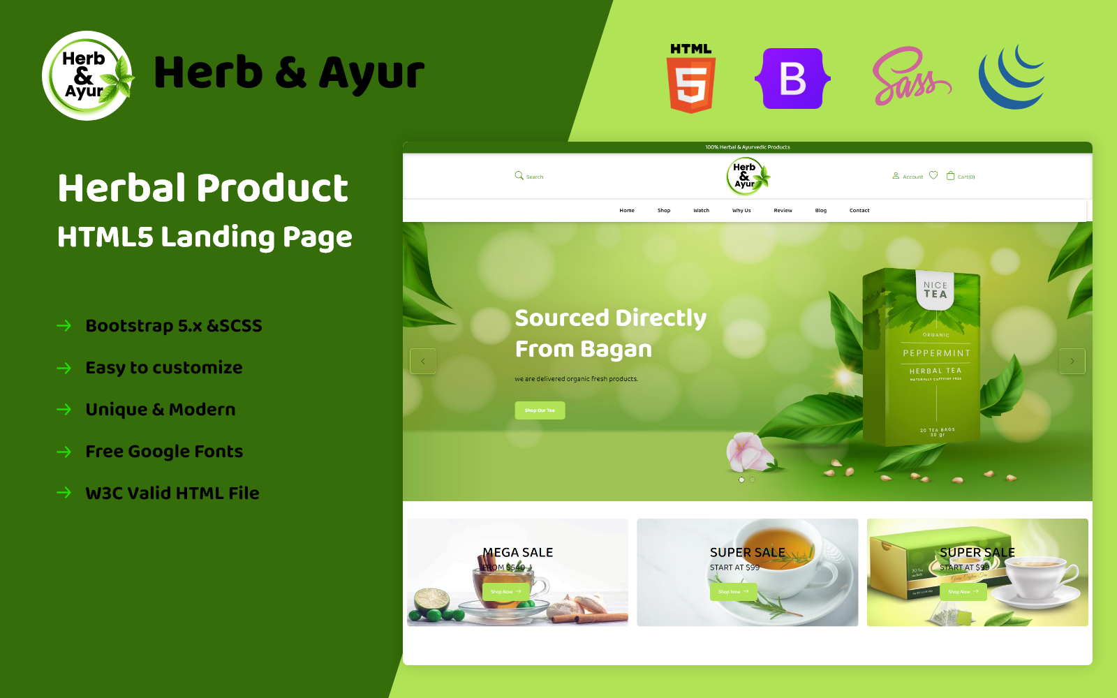 Herb&Ayur - Herbal Product HTML5 Landing Page