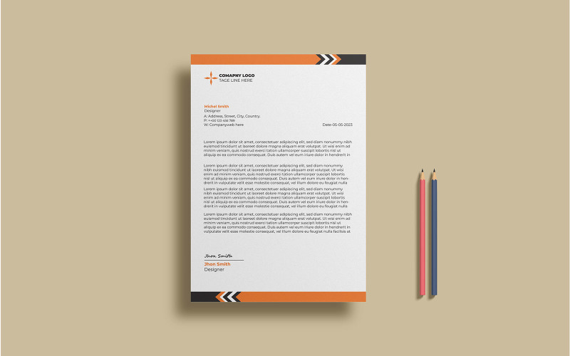 Minimalist Letterhead Template Design Corporate Identity