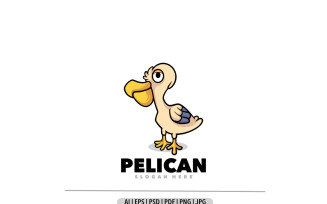 Pelican bird cartoon mascot logo