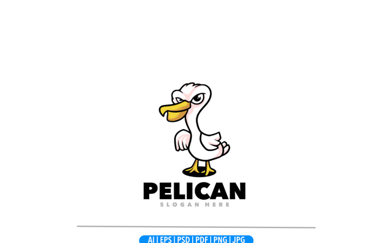 Pelican mascot cartoon logo design Logo Template