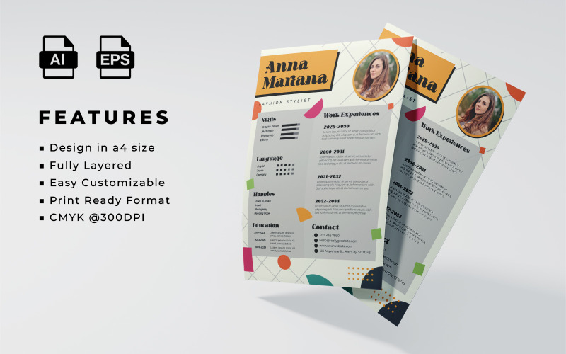 Resume and CV Template Style 6 Corporate Identity
