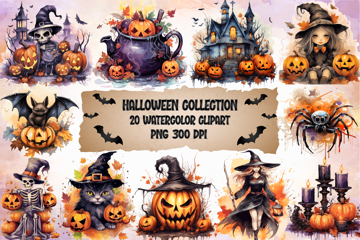 Kit Graphique #351799 Halloween Watercolor Divers Modles Web - Logo template Preview