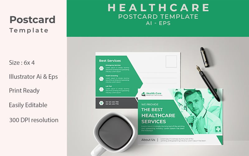 Healthcare Postcard Template Corporate Identity