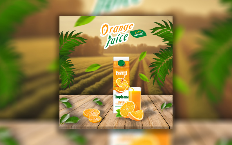 Juice Orange Post Design Instagram Social Media