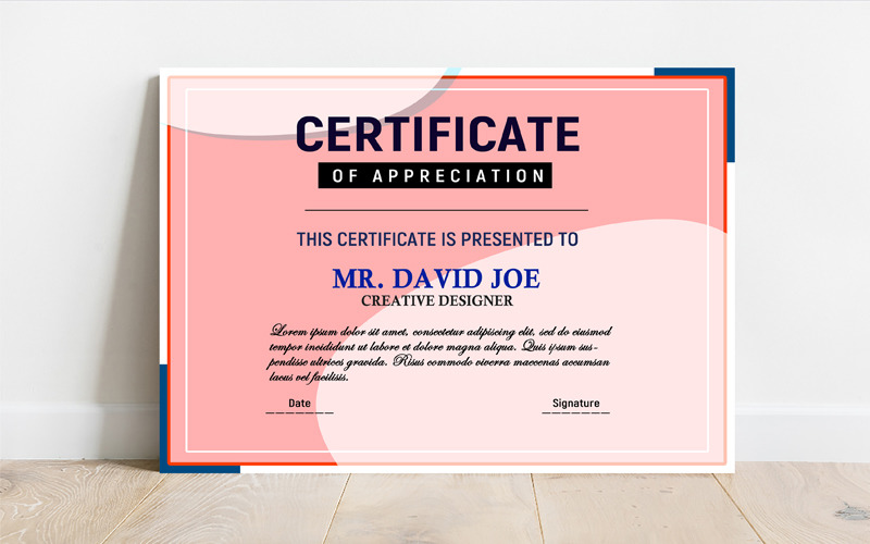 Pink Completion Design Template Certificate Template