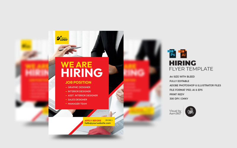 We're Hiring Flyer Template,, Corporate Identity