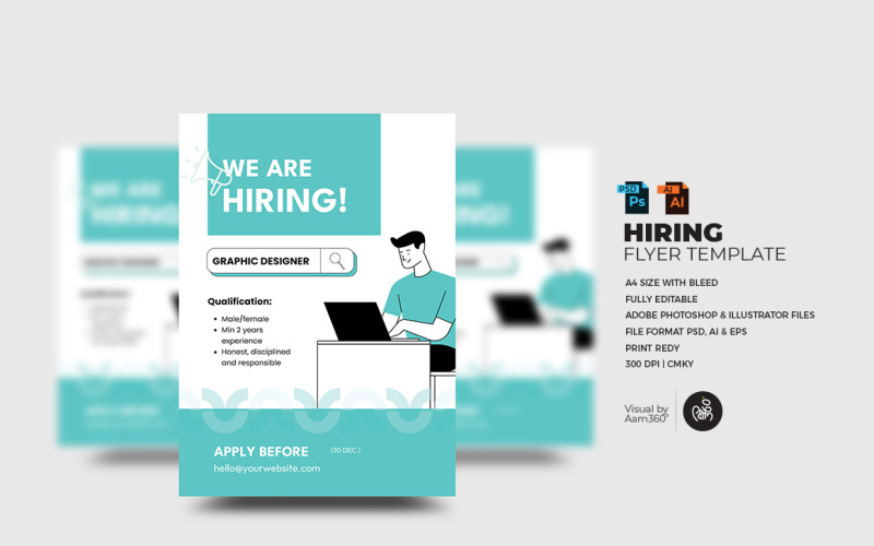 We're Hiring Flyer Template" Corporate Identity
