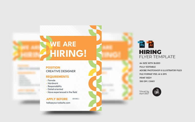We're Hiring Flyer Template.,. Corporate Identity