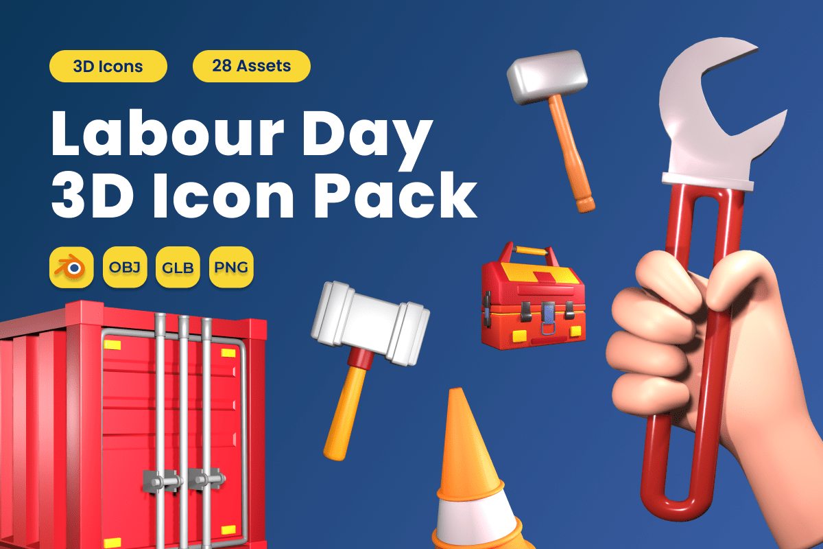 Labour Day 3D Icon Pack Vol 3
