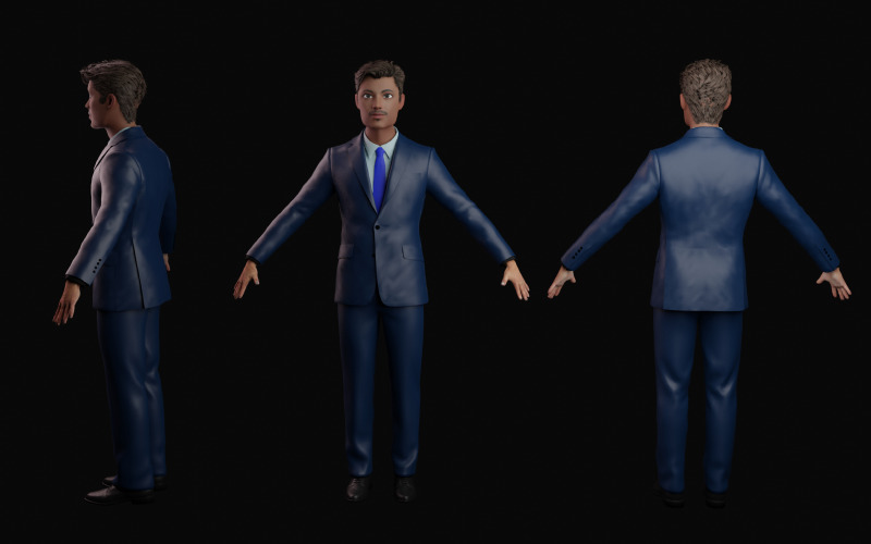 3d Cartoon Business man character Model
