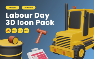 Labour Day 3D Icon Pack Vol 1