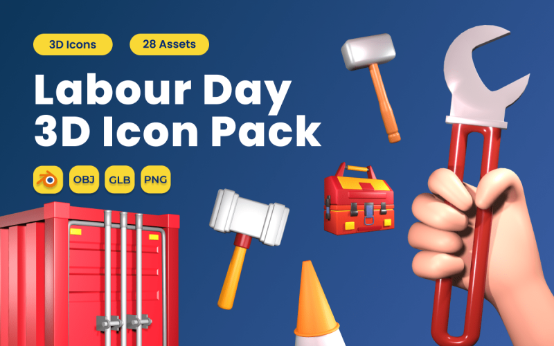 Labour Day 3D Icon Pack Vol 3 Model