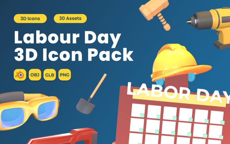 Labour Day 3D Icon Pack Vol 5 Model