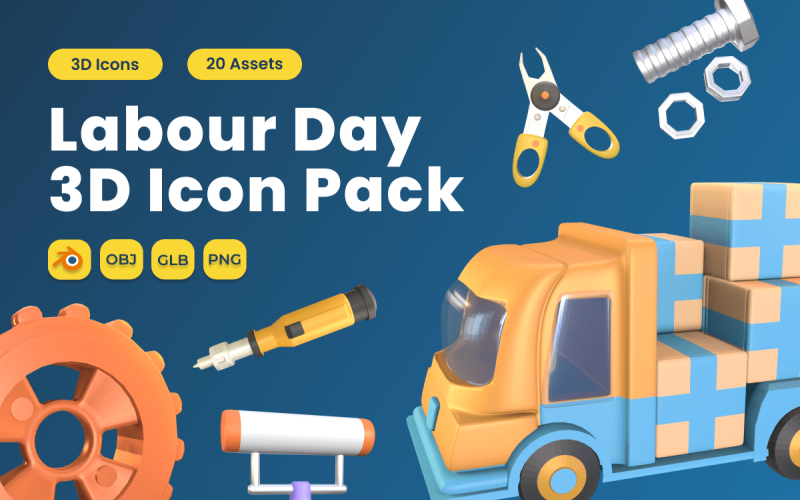 Labour Day 3D Icon Pack Vol 6 Model