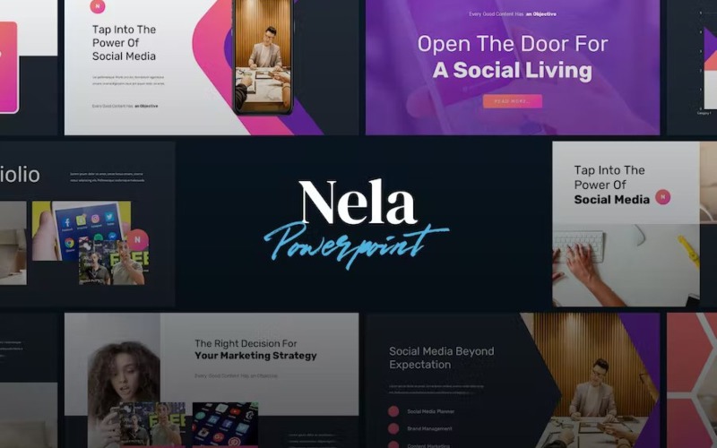 NELA - Digital Marketing Powerpoint Template PowerPoint Template