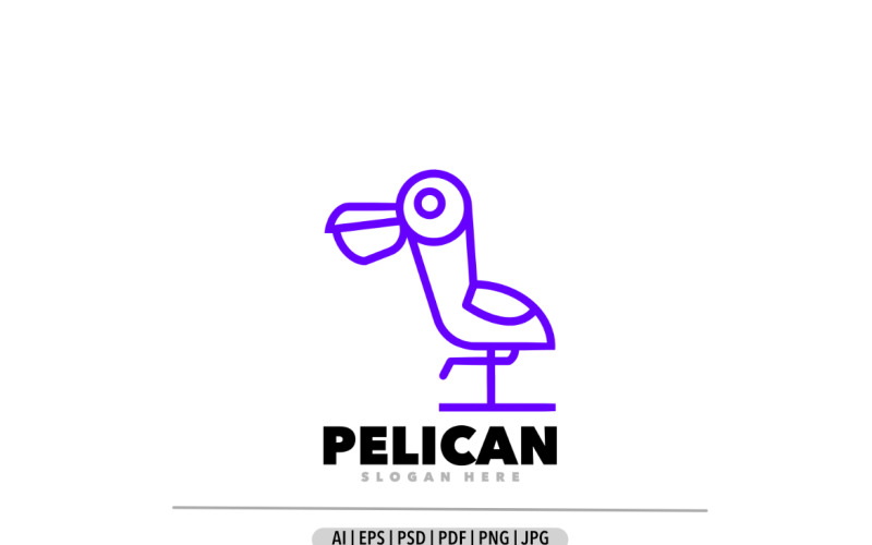 Pelican line simple purple logo Logo Template