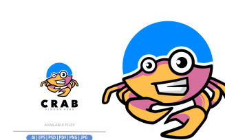Cute crab mascot cartoon logo
