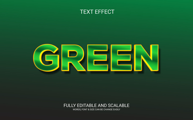 Green 3D Editable Vector Eps Text Effect Template Illustration