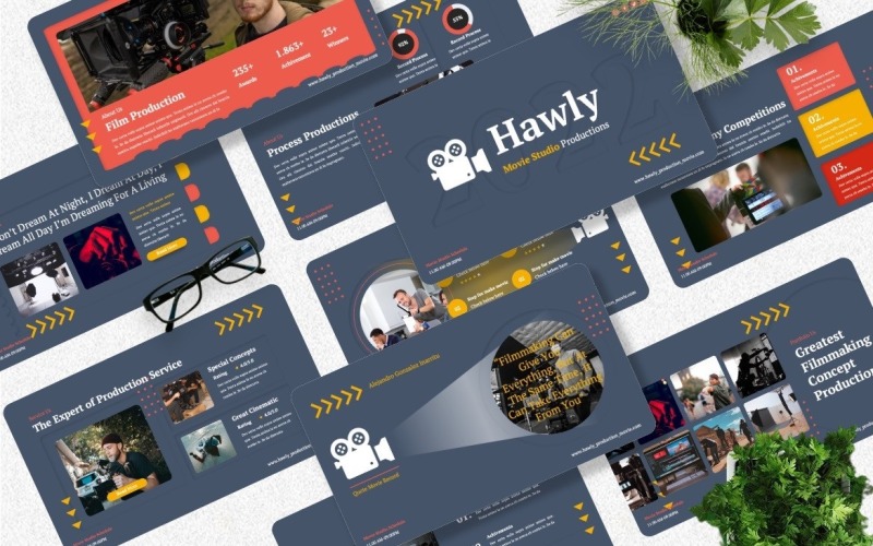 Hawly - Movie Production Powerpoint Template PowerPoint Template