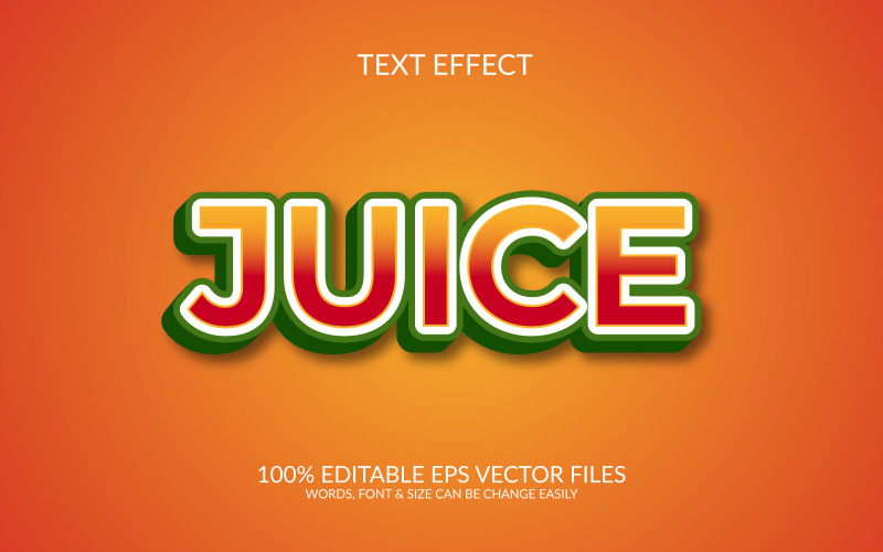 Juice editable vector 3d text effect template design Illustration