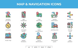 Map and Navigation Icon Set