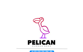 Pelican bird line art logo template