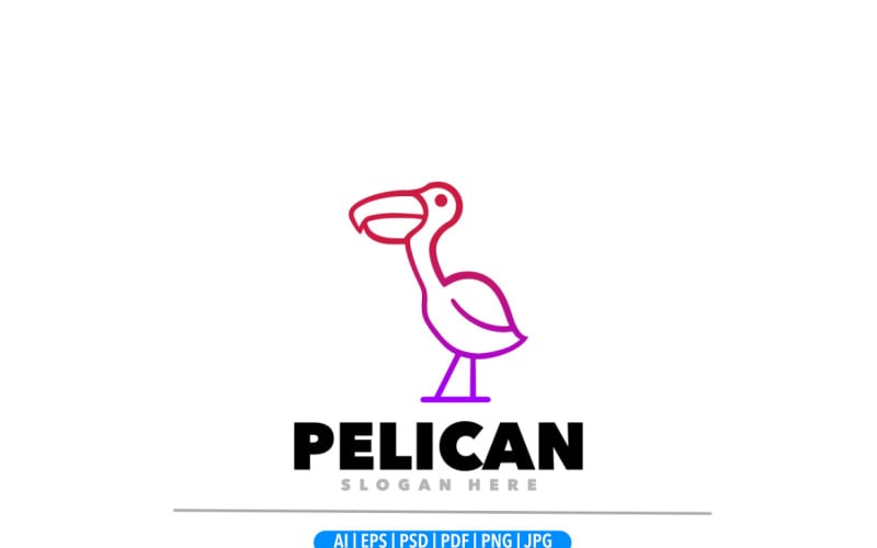 Pelican bird line art logo template Logo Template