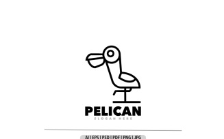 Pelican bird simple line logo