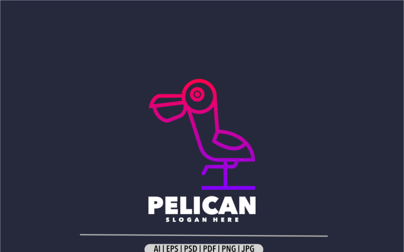 Pelican line art logo template Logo Template
