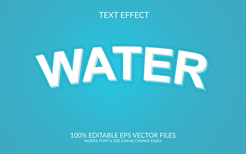 Water 3D Editable Vector Eps Text Effect Template Illustration