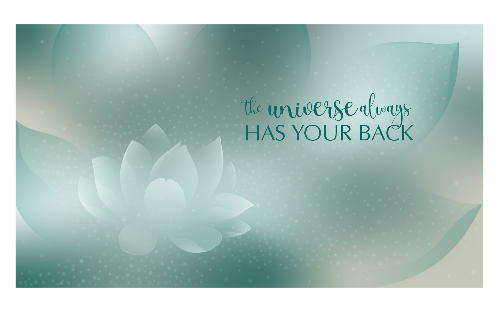 Inspirational Background 14400x8100px In Green Color Scheme With Message About Universe