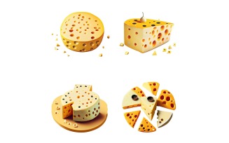 Cheese icons set. Cartoon set of cheese vector icons for web design.