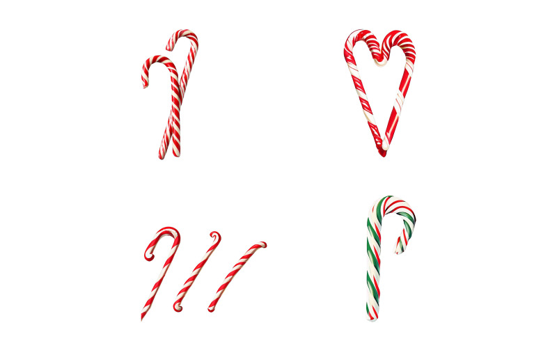 Christmas candy canes in the shape of a heart on a white background. Vector Graphic