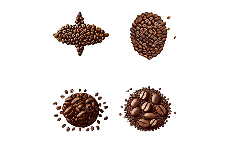 Coffee beans set isolated on white background. Vector Graphic