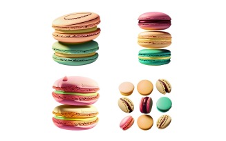 Colorful macaroons on a white background. 3d rendering.