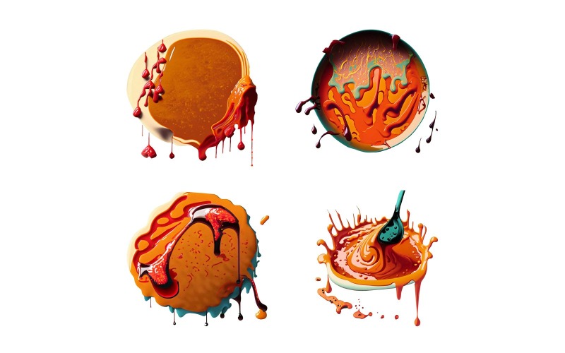 Colorful splash of Sauce on a white background. Vector Graphic