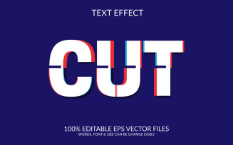 Cut 3D Editable Vector Eps Text Effect Template