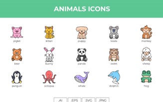Cute Animal Icon Set Template