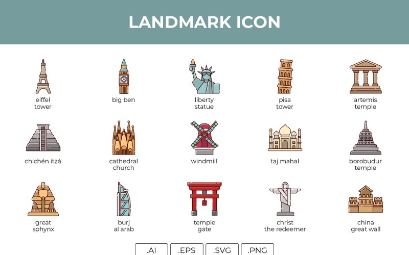 Landmark Icon Set Template