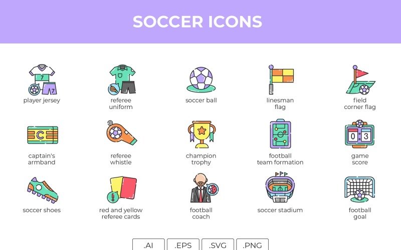 Soccer Icons Set Template Icon Set