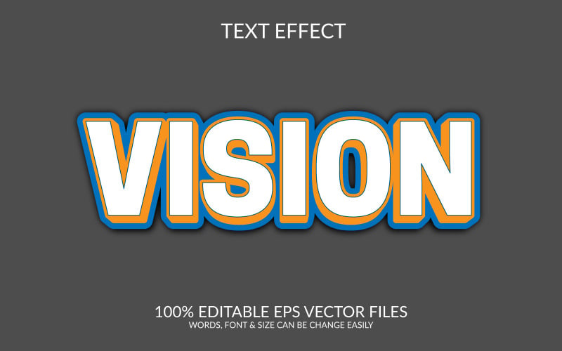 Vision 3D Editable Vector Eps Text Effect Template Illustration