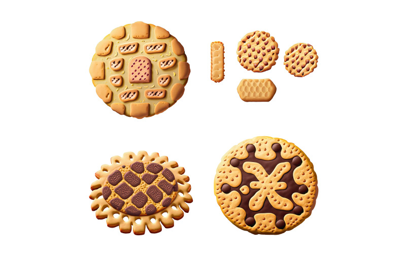 Cookies, Biscuit isolated on white background. Vector Graphic